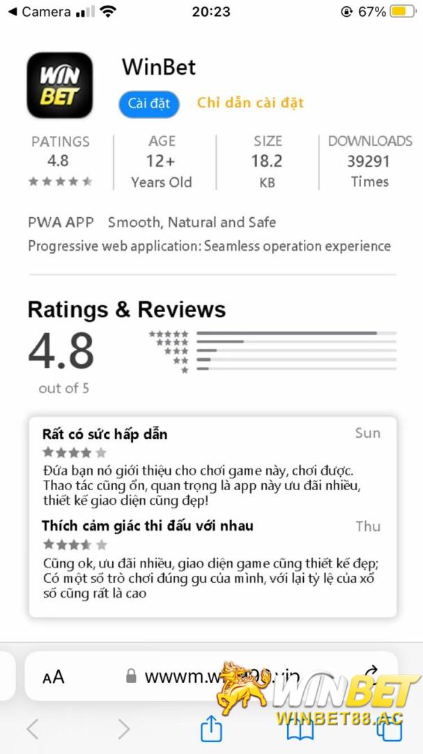 App Winbet trên Appstore