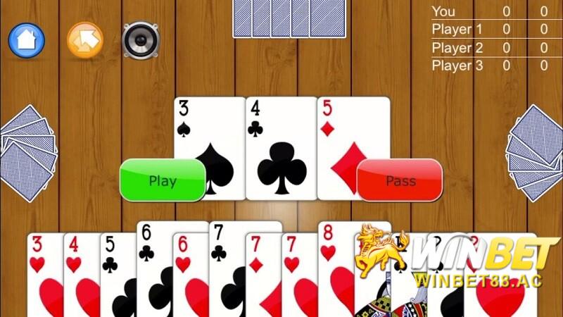 Lá bài nhỏ nhất của game tiến lên Winbet chính là 3 bích và lớn nhất là 2 cơ