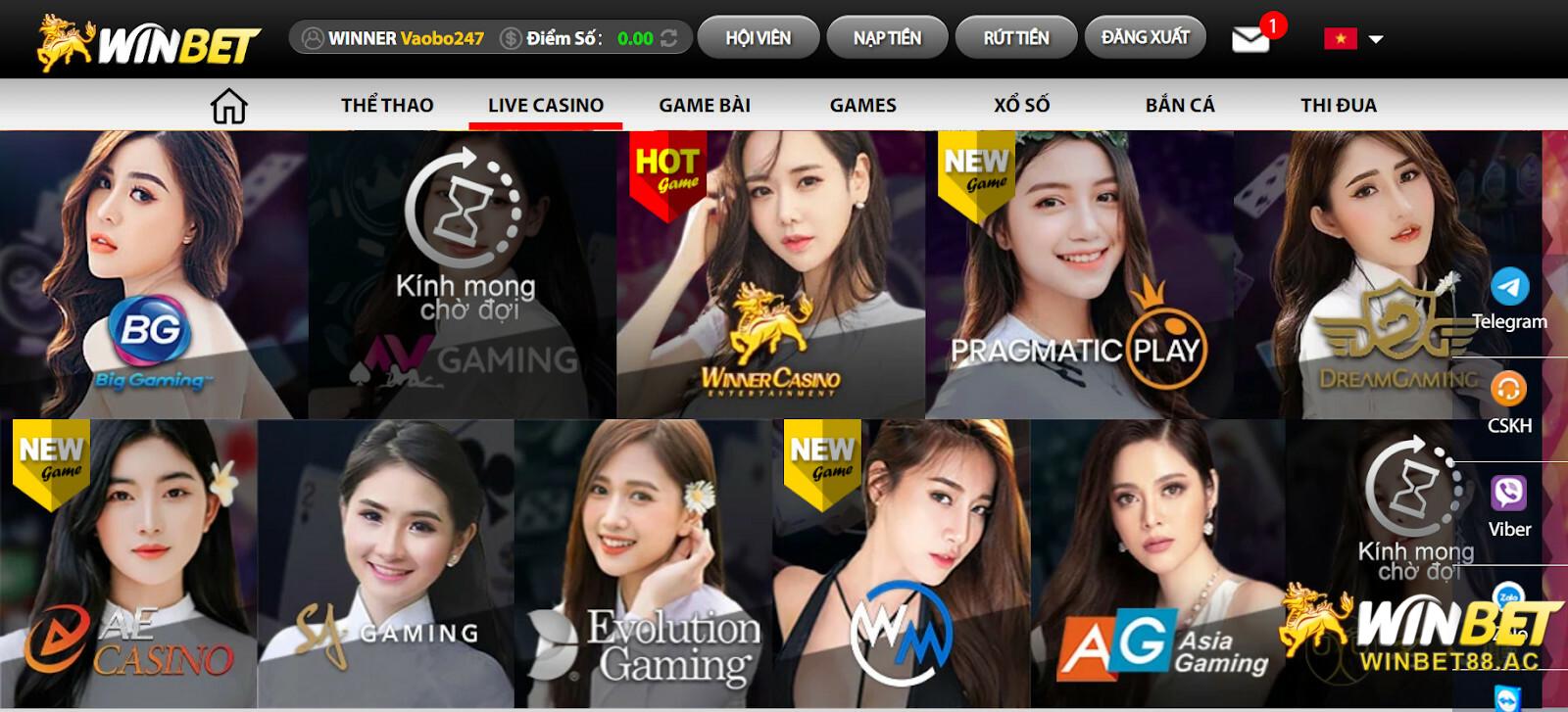 Live game của Winbet hấp dẫn