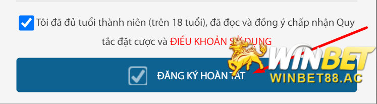 Nhấn “Xác nhận” để tạo tài khoản Winbet